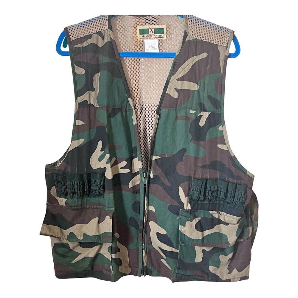 Game Winner Sportswear Hunting Vest Sz L Game Pouch Shell Holders Pockets Mesh